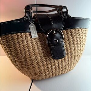 Coach Black and Tan Woven Bag